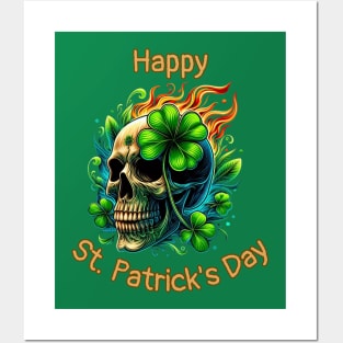 St Patricks Day 2024. Irish Skull Men Posters and Art